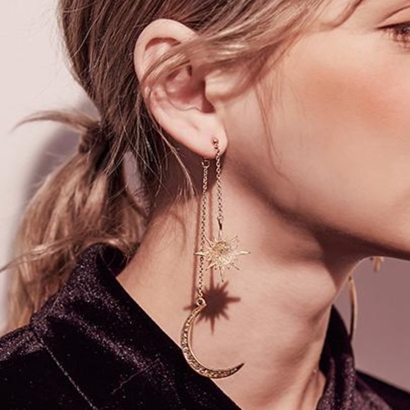 Crescent Moon and Star Earrings - Picture 5 of 5